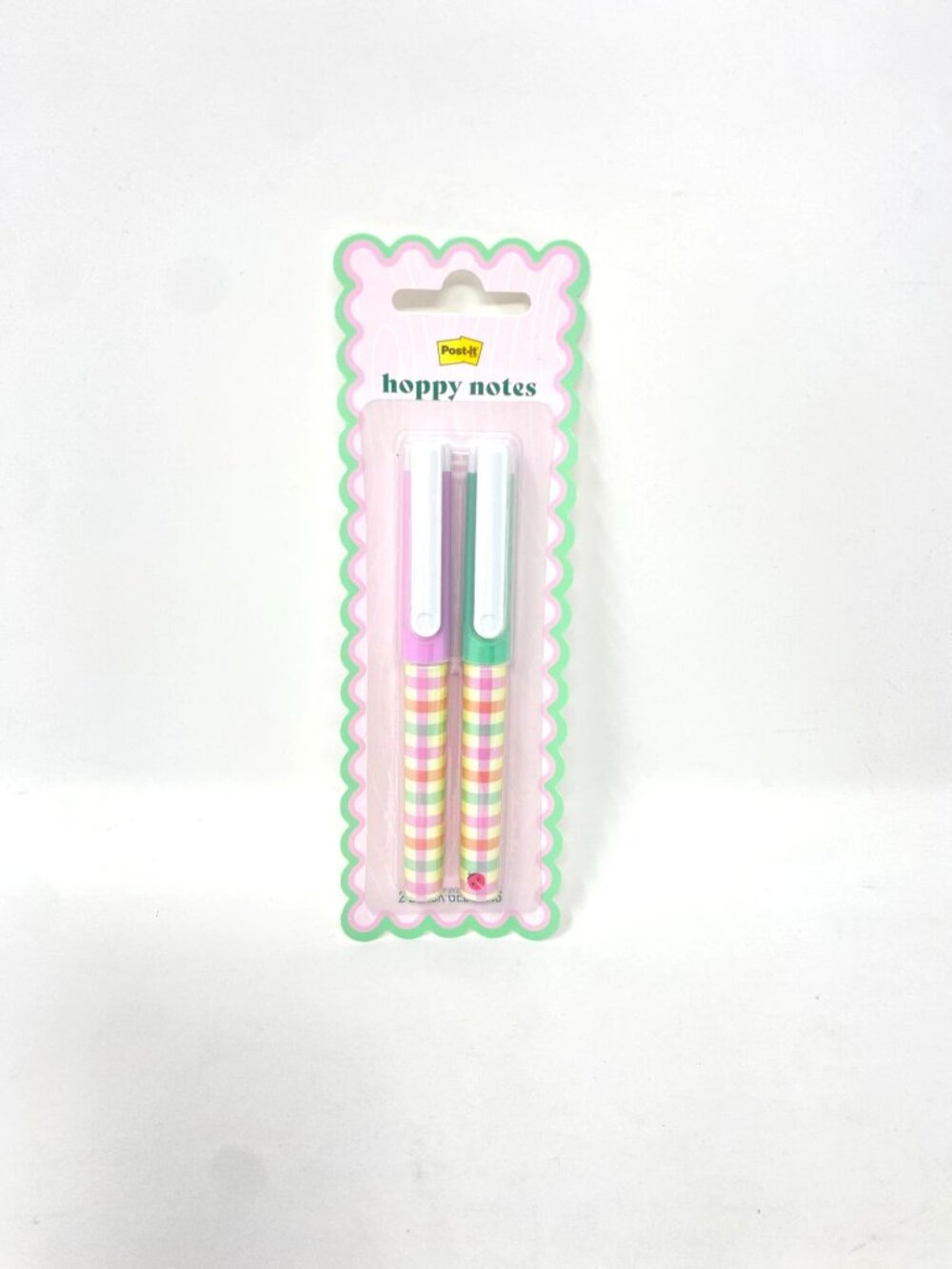 Post-it 2 Pack Pastel Gingham Patterned Gel Pens Black Ink Springtime Gift - Picture 7 of 9